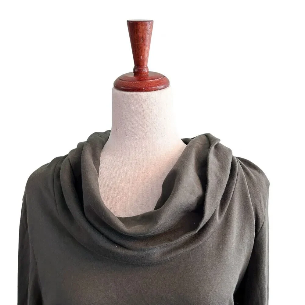 Indigenous Organic Fair Trade Fashion Size Large Olive Green Turtleneck Top - Picture 2 of 9